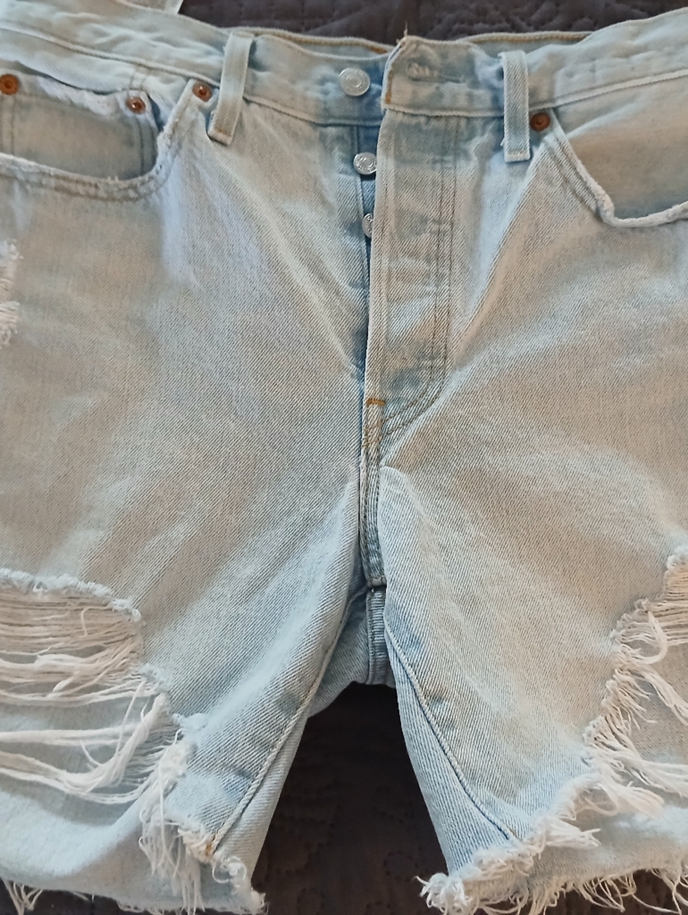 Levi's Light Blue Distressed Denim Jean Shorts